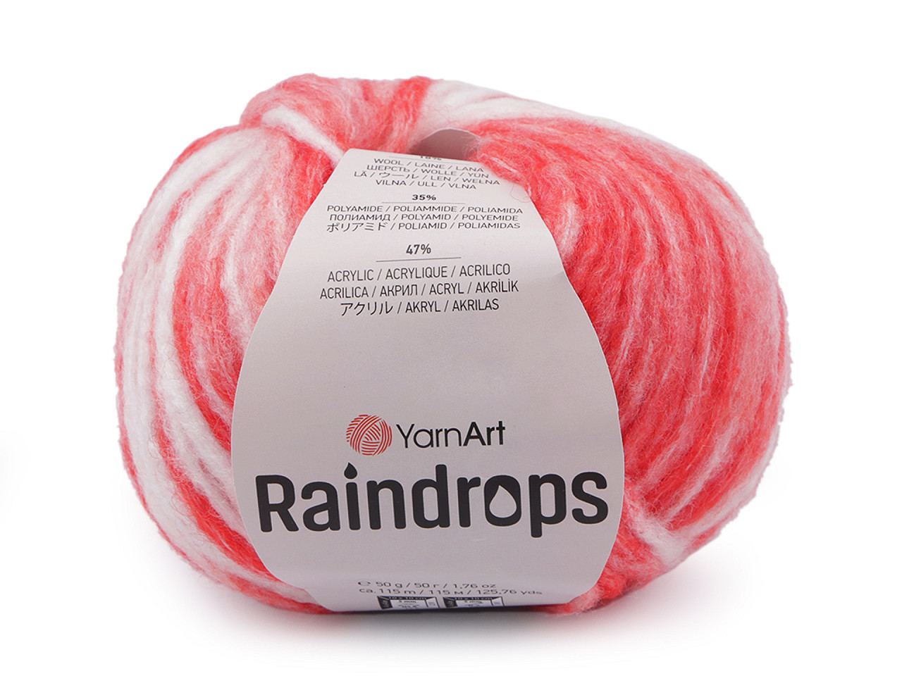Pletací příze Raindrops 50 g, barva 3 (2908) červená rumělka