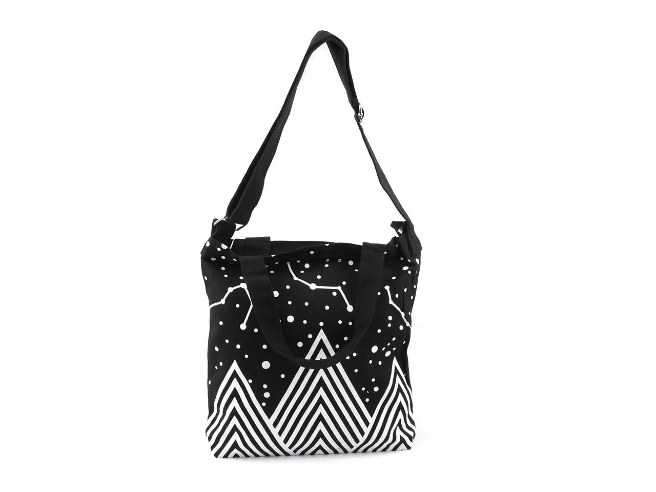 Textilní taška / crossbody bavlněná 33x32 cm, barva černá