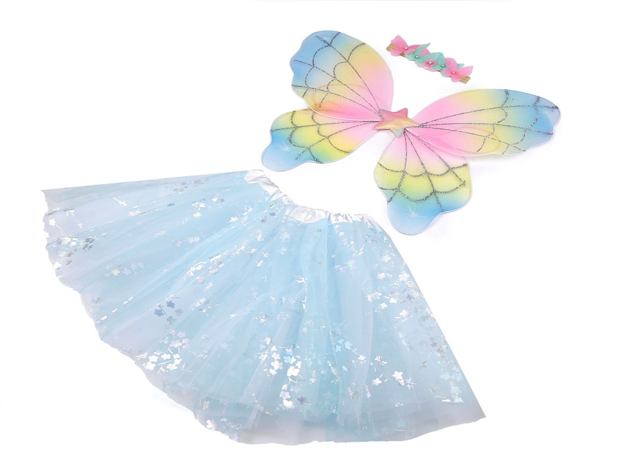 Karnevalový kostým - motýl, barva 1 modrá andělská bílá