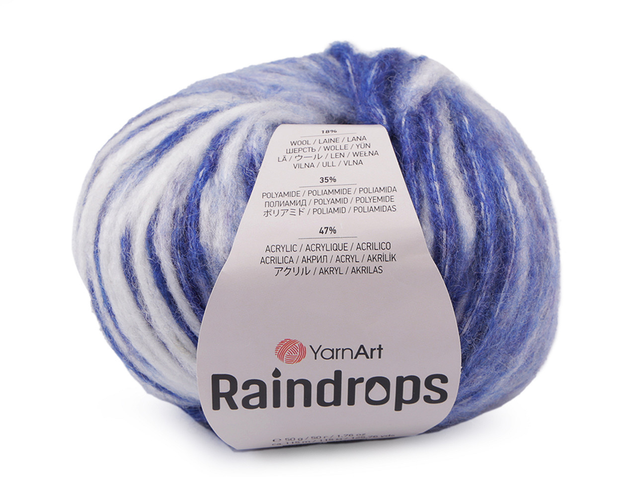 Pletací příze Raindrops 50 g, barva 6 (2907) modrá safírová