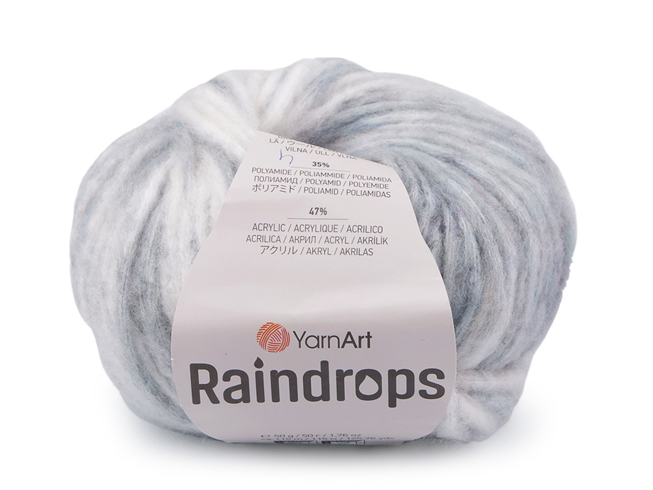 Pletací příze Raindrops 50 g, barva 4 (2906) šedá nejsvětlejší