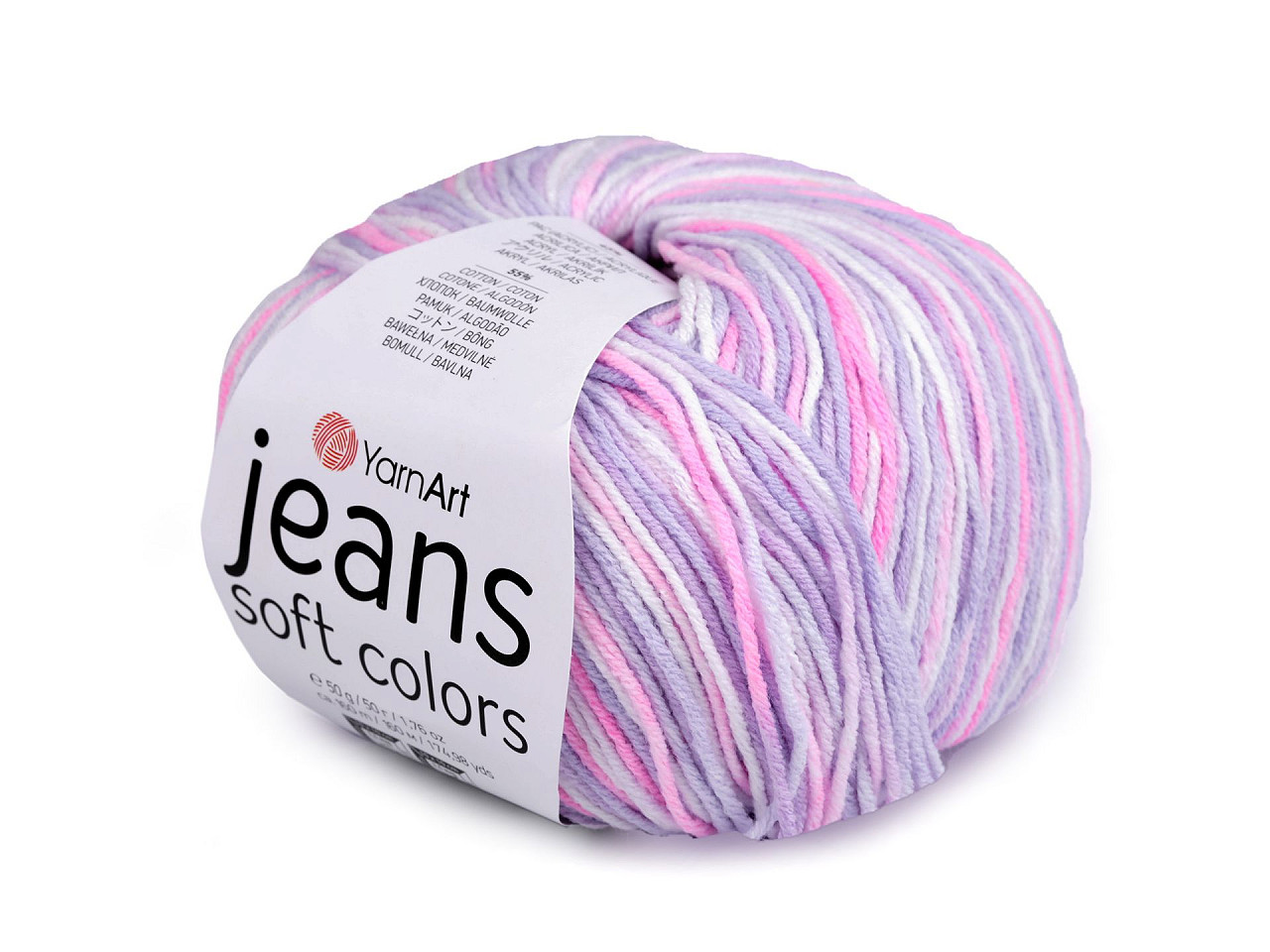 Pletací příze Jeans Soft Color 50 g, barva 2 (6205) fialová sv.