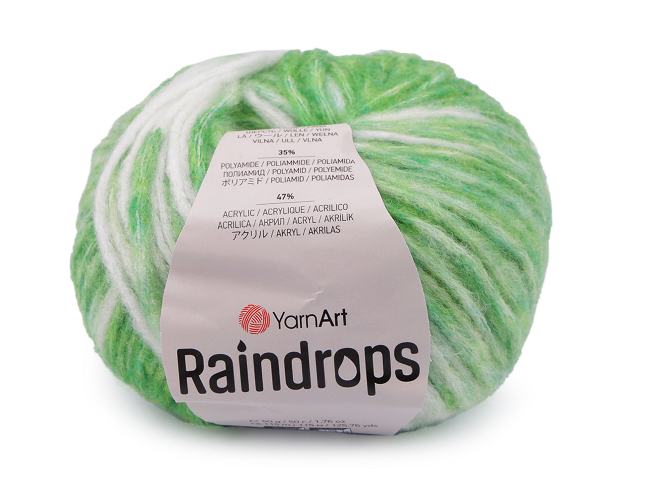 Pletací příze Raindrops 50 g, barva 5 (2912) zelená sv.