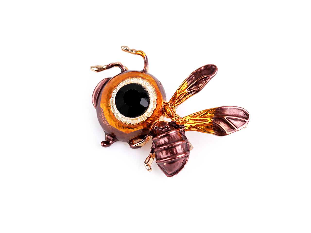 Brož s broušenými kamínky včela, barva 2 měděná světlá