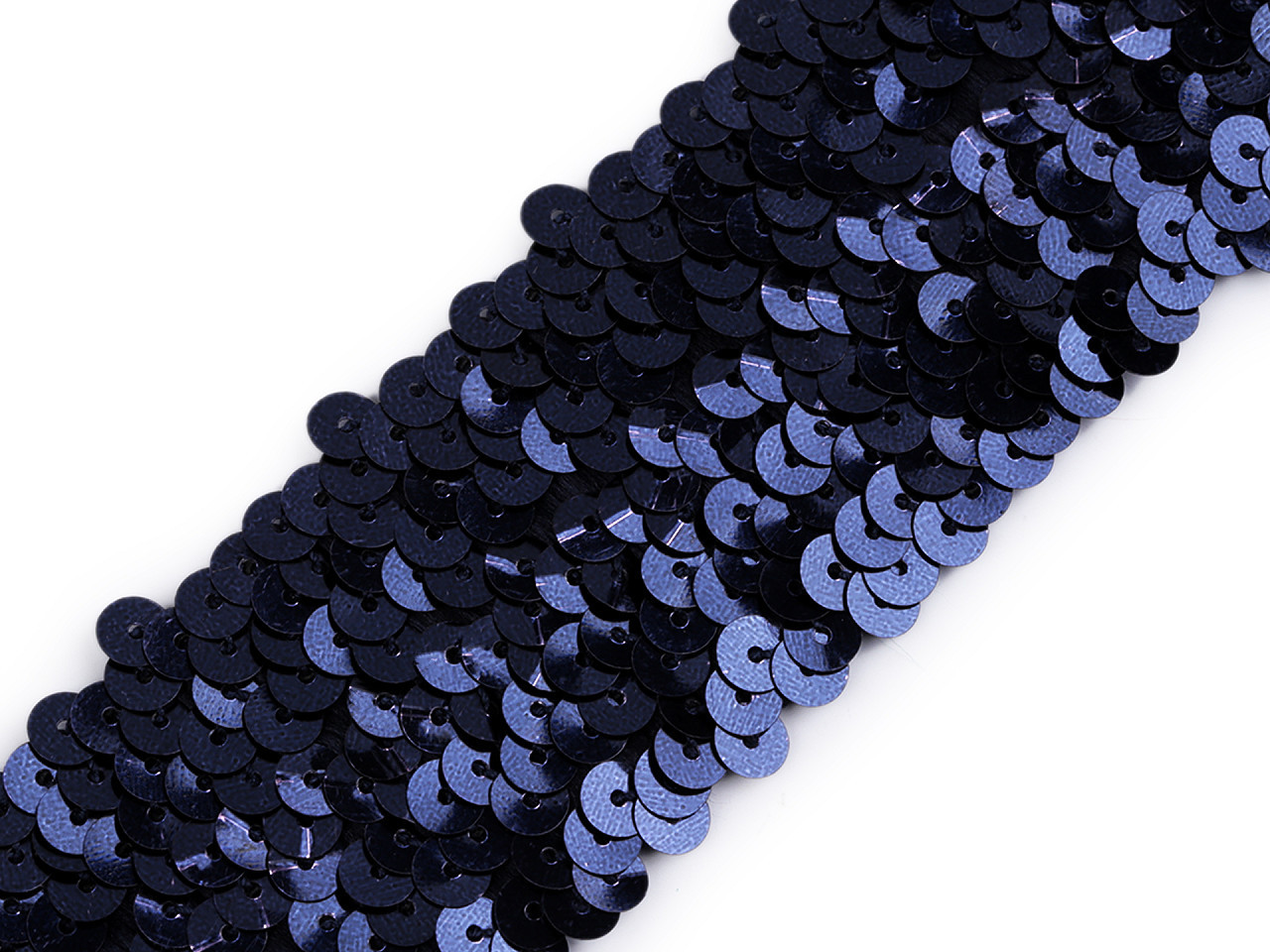 Flitrový prýmek šíře 45 mm elastický, barva 4 modrá tmavá