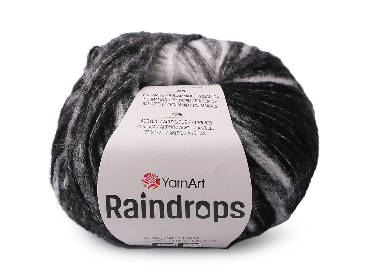 Pletací příze Raindrops 50 g, barva 9 (2913) černá