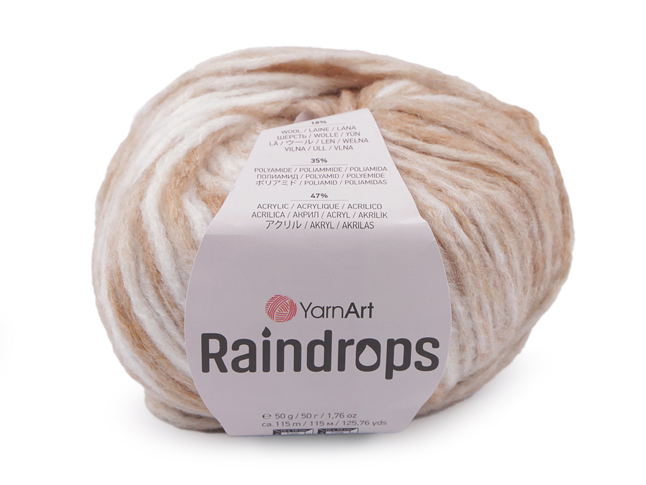 Pletací příze Raindrops 50 g, barva 1 (2902) béžová světlá