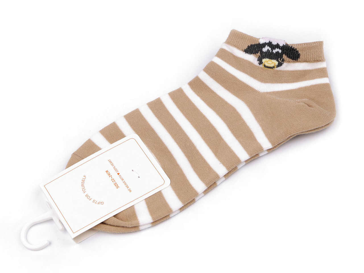 Dámské / dívčí bavlněné ponožky kotníkové, barva 14 béžová ovečka