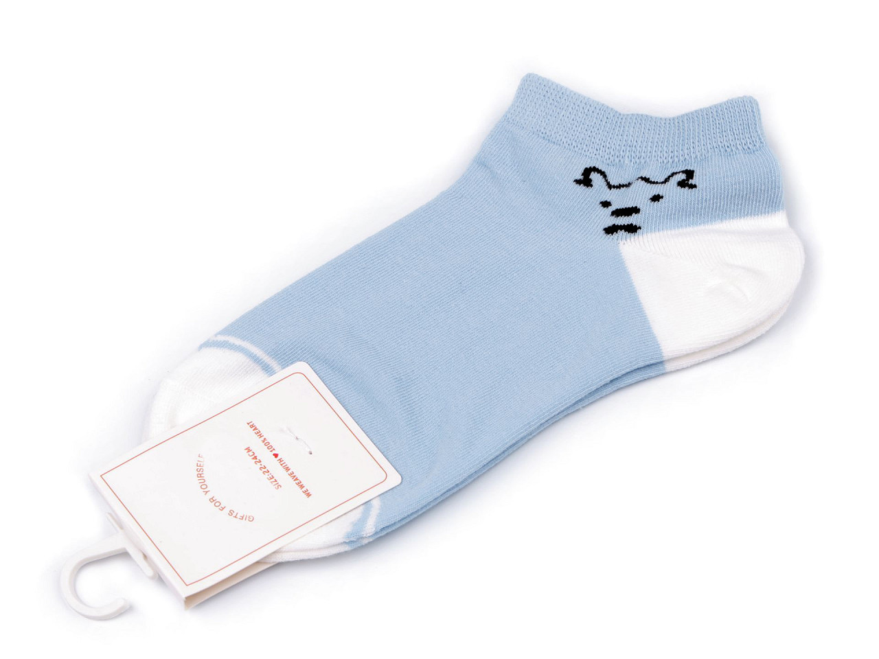 Dámské / dívčí bavlněné ponožky kotníkové, barva 8 modrá světlá medvěd