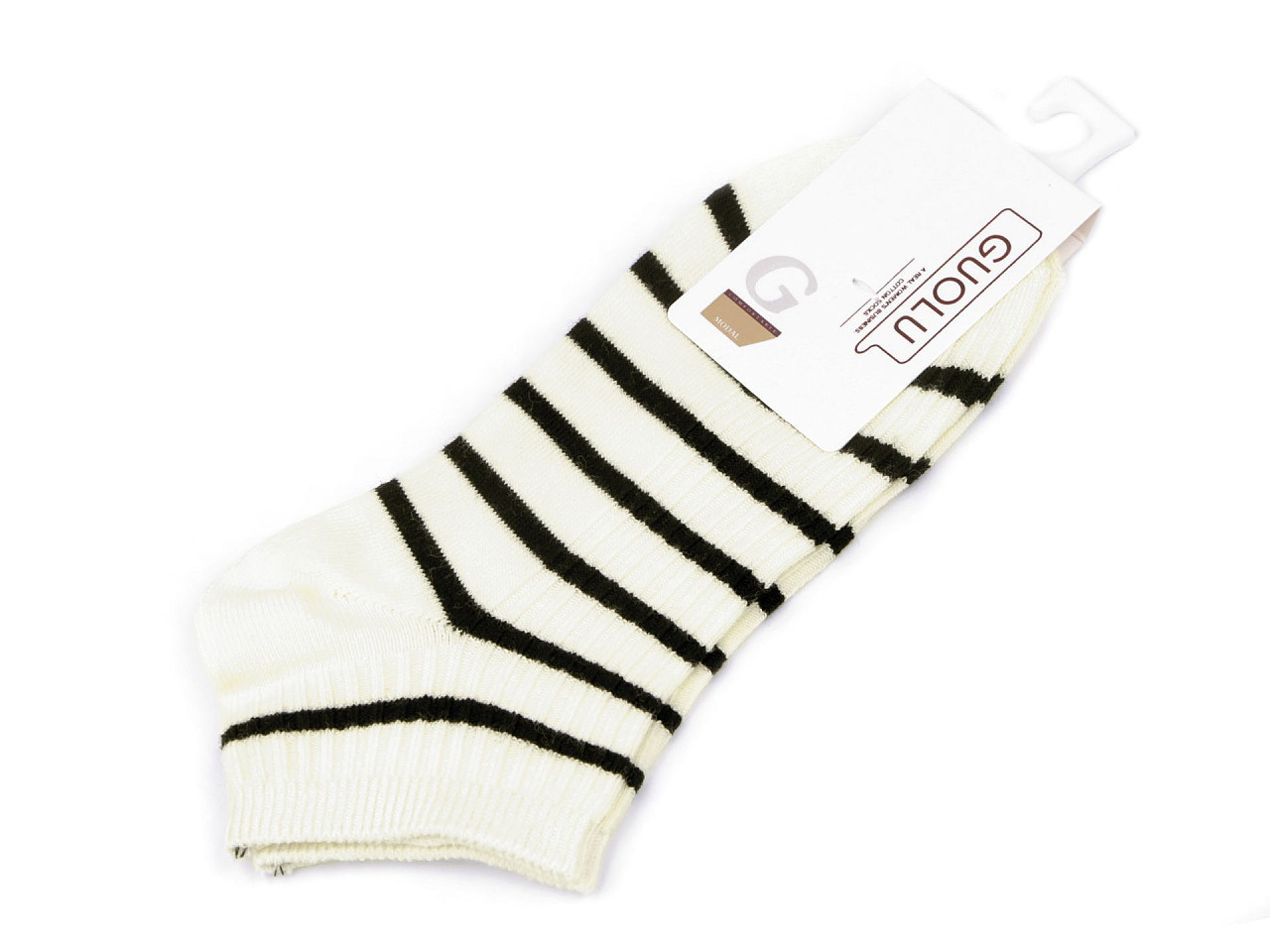 Dámské / dívčí bavlněné ponožky kotníkové, barva 3 krémová světlá černá