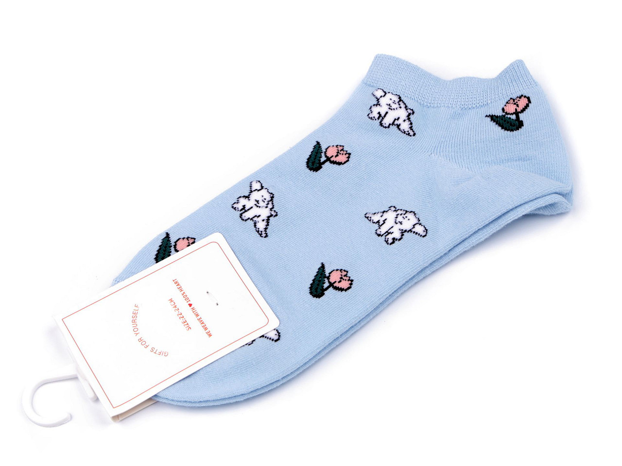 Dámské / dívčí bavlněné ponožky kotníkové, barva 10 modrá světlá tulipán