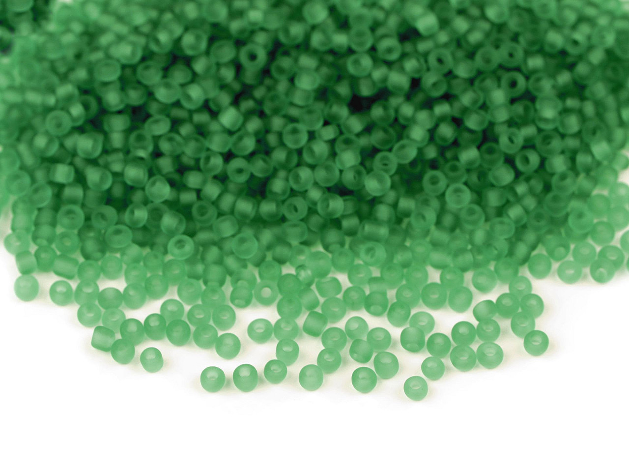 Rokajl 12/0 - 2 mm transparent frosted, barva 6 (M7B) zelená tmavá