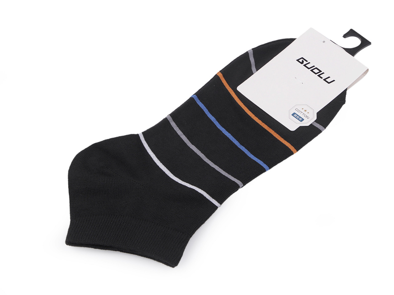 Pánské / chlapecké bavlněné ponožky kotníkové, barva 10 černá proužky