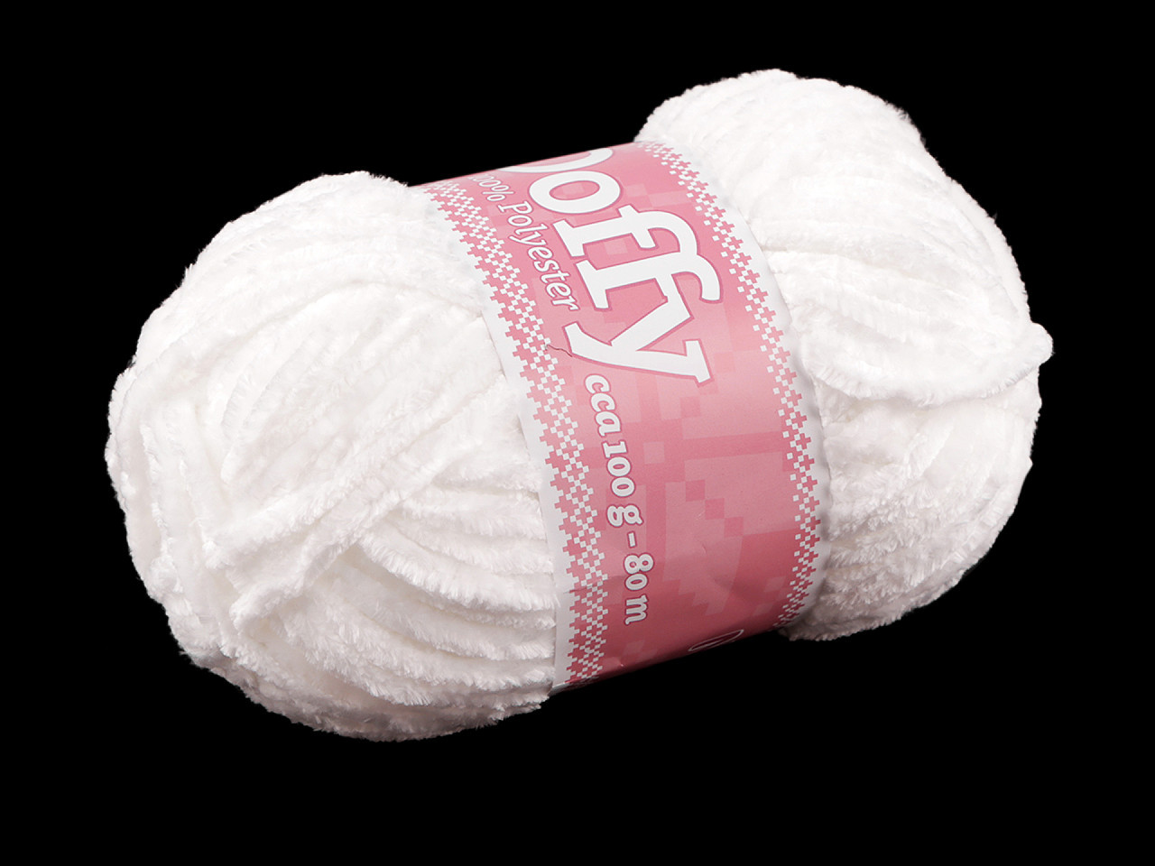 Pletací žinylková příze Doffy 100 g, barva 1 (900) bílá