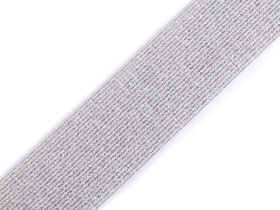 Pruženka s lurexem šíře 40 mm, barva 1 bílá stříbrná