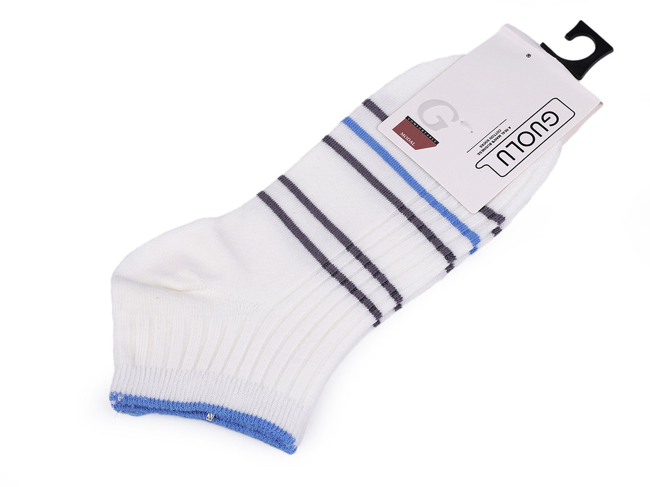 Pánské / chlapecké bavlněné ponožky kotníkové, barva 7 bílo-modrá šedá
