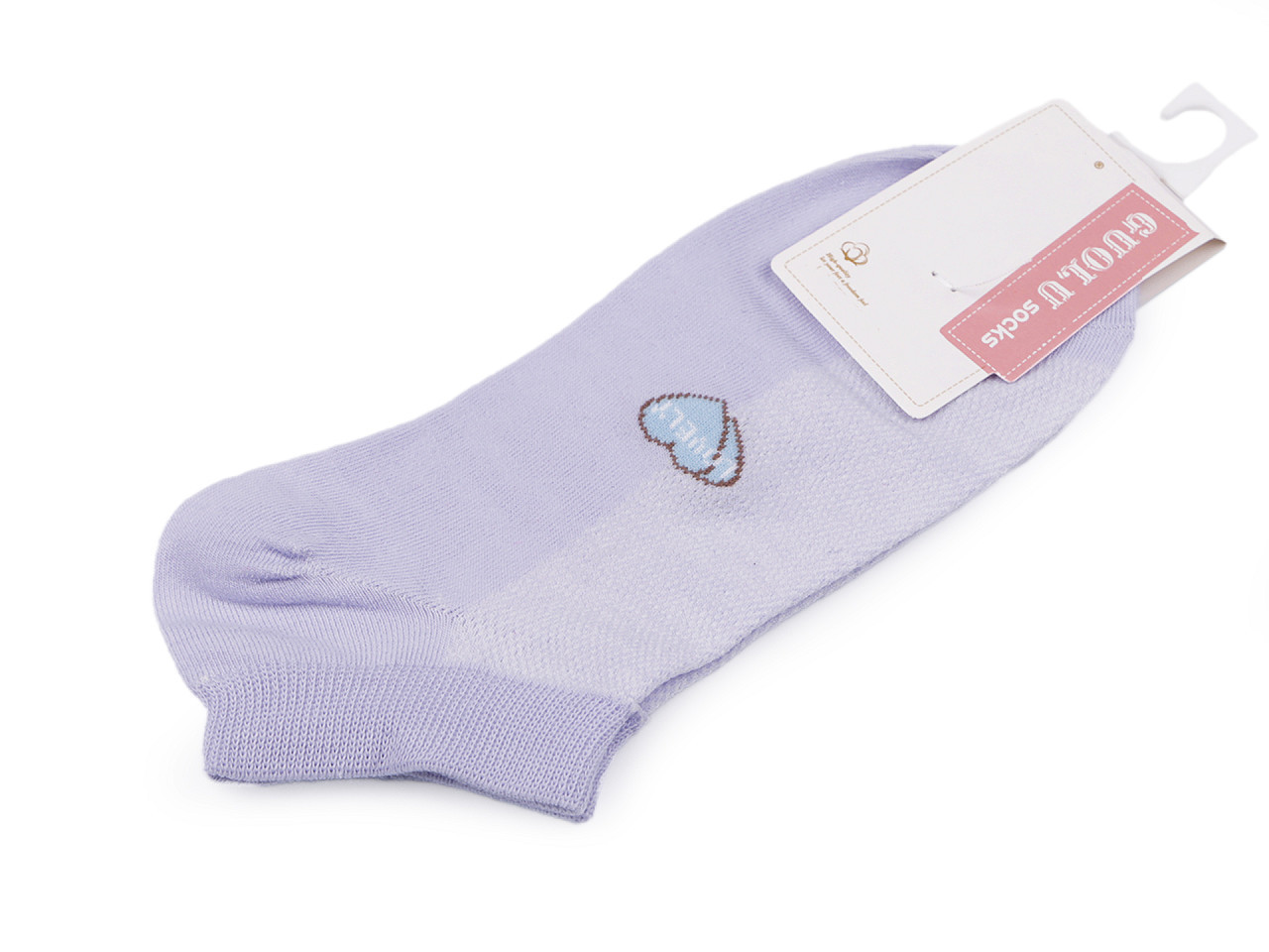 Dámské / dívčí bavlněné ponožky kotníkové, barva 4 fialová sv. srdce