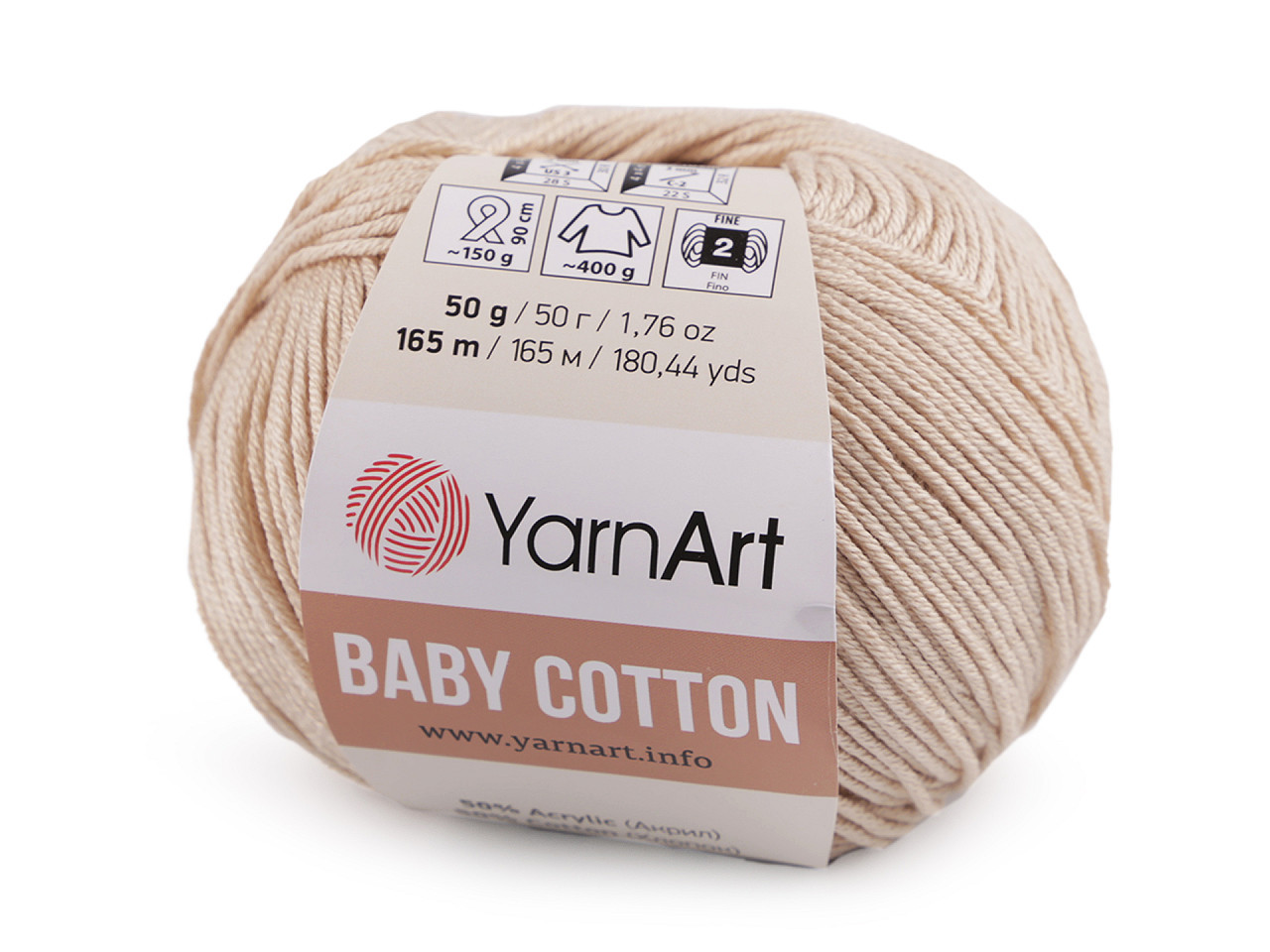Pletací příze Baby Cotton 50 g, barva 28 (404) ecru