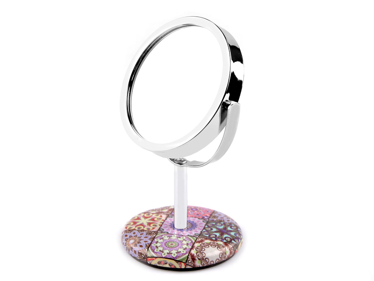 Kosmetické zrcátko stolní mandaly s broušenými kamínky, barva 3 fialová lila