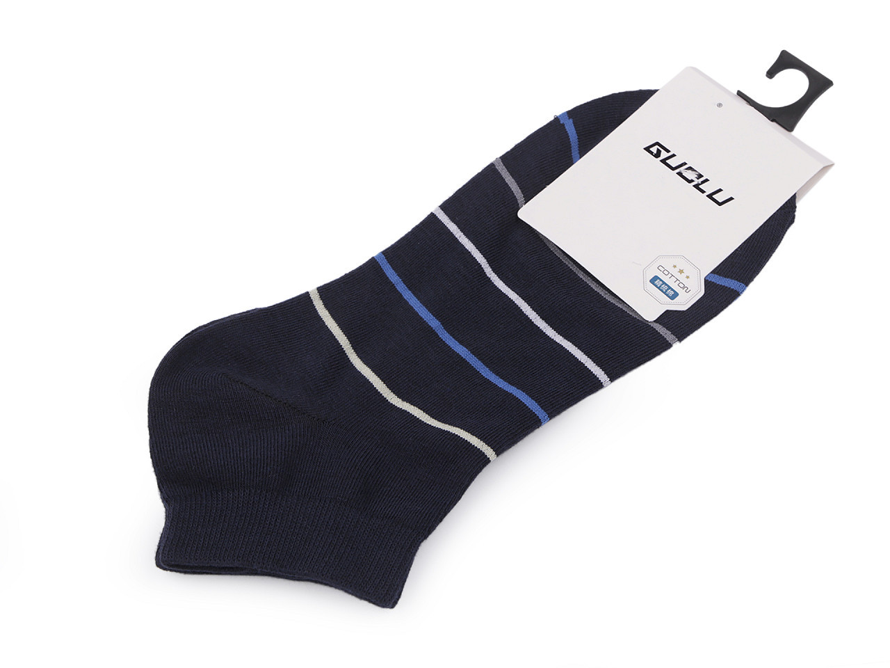 Pánské / chlapecké bavlněné ponožky kotníkové, barva 9 modrá tmavá proužky