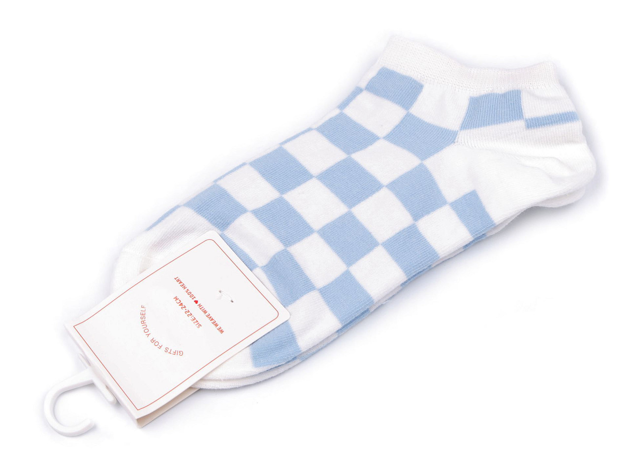 Dámské / dívčí bavlněné ponožky kotníkové, barva 9 modrá světlá kostky