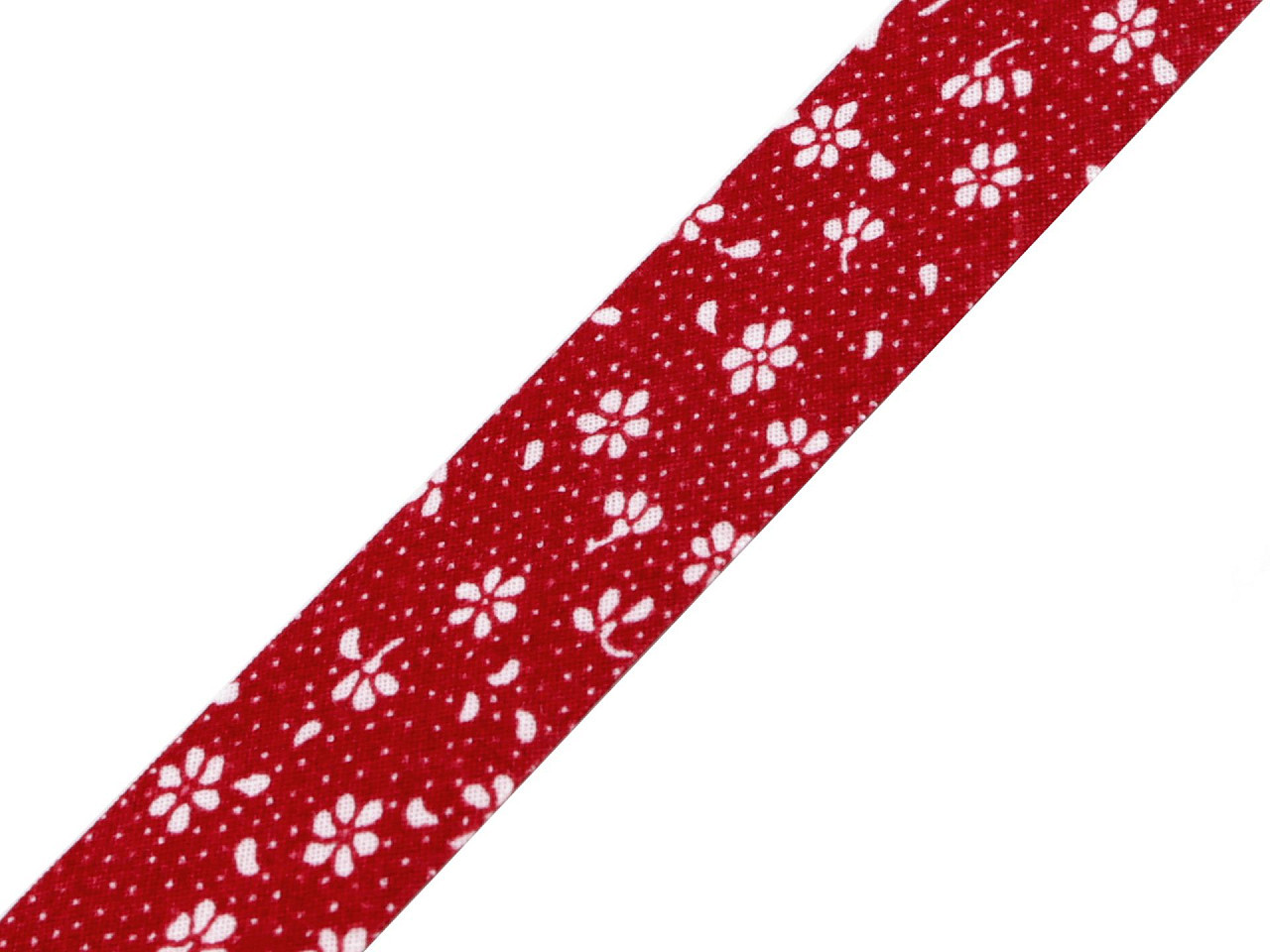 Šikmý proužek bavlněný vzorovaný šíře 20 mm zažehlený, barva 920110/3 červená