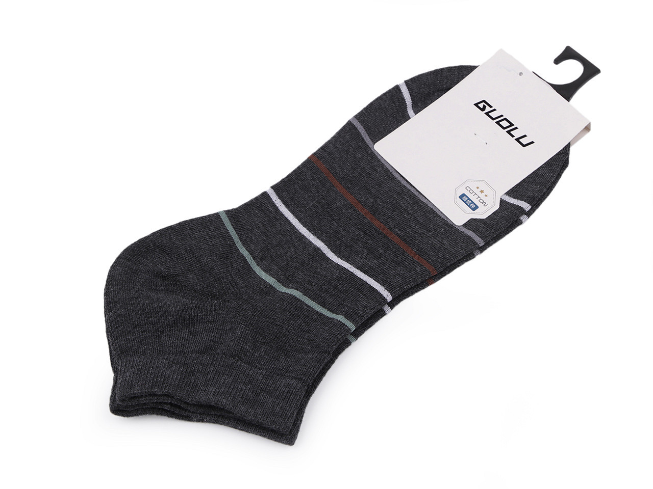 Pánské / chlapecké bavlněné ponožky kotníkové, barva 8 šedá proužky