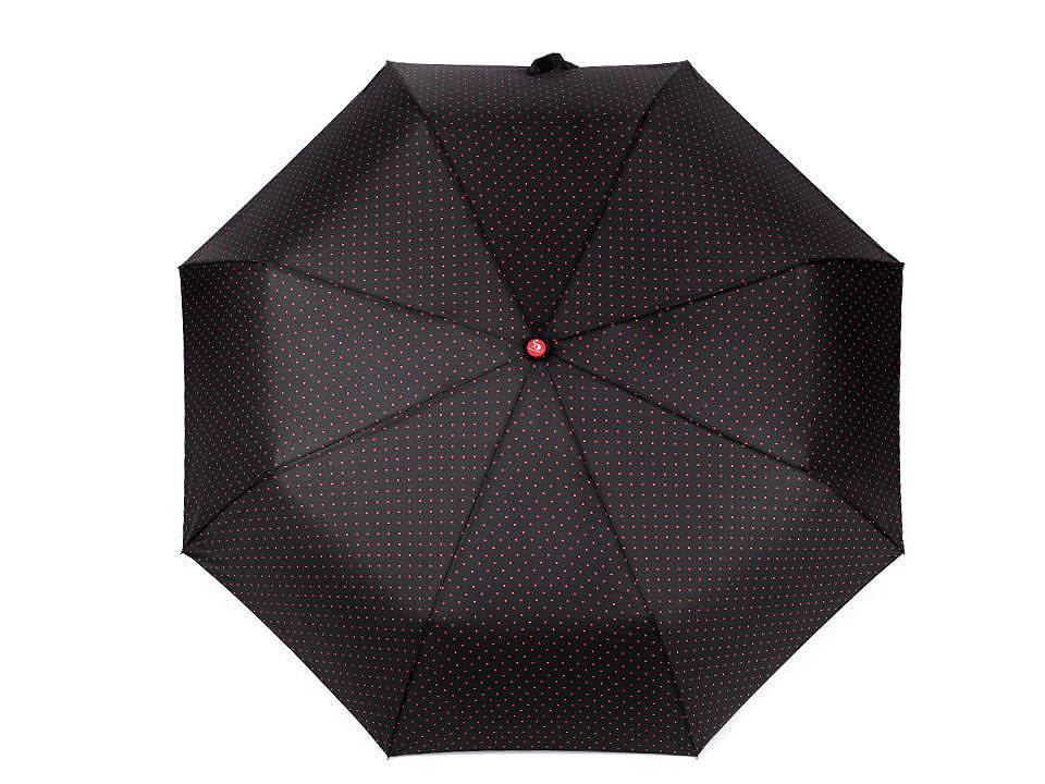 Dámský skládací vystřelovací deštník s puntíky, barva 4 černá