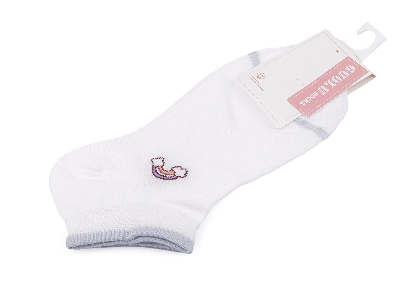 Dámské / dívčí bavlněné ponožky kotníkové, barva 6 bílá duha