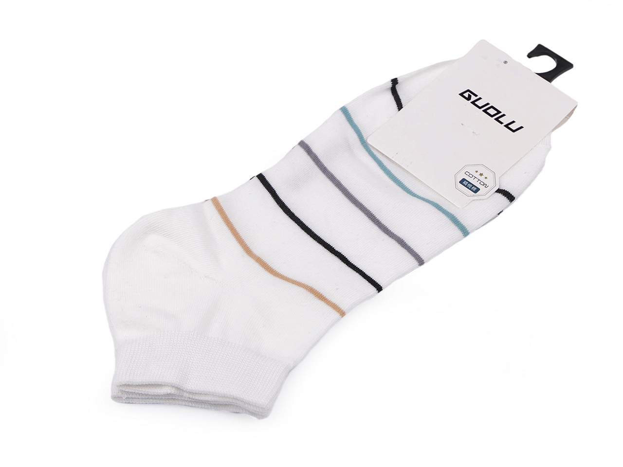 Pánské / chlapecké bavlněné ponožky kotníkové, barva 6 bílá proužky