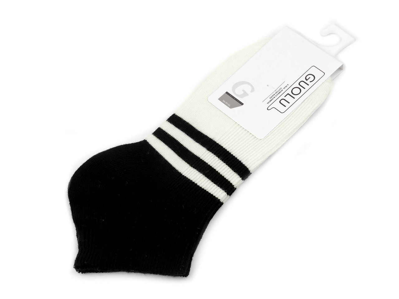 Dámské / dívčí bavlněné ponožky kotníkové, barva 1 krémová světlá černá