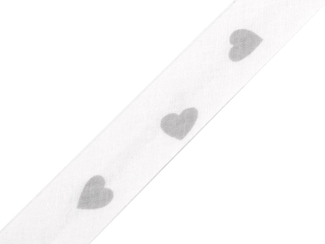 Šikmý proužek bavlněný vzorovaný šíře 20 mm zažehlený, barva 860004/01 bílá srdce