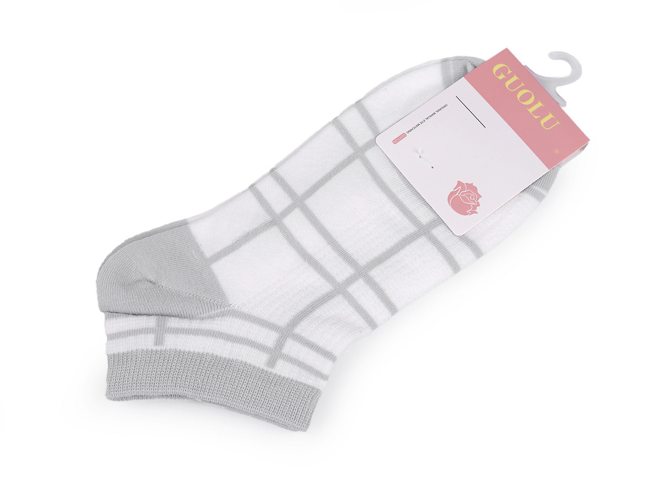 Dámské / dívčí bavlněné ponožky kotníkové, barva 5 bílá šedá světlá