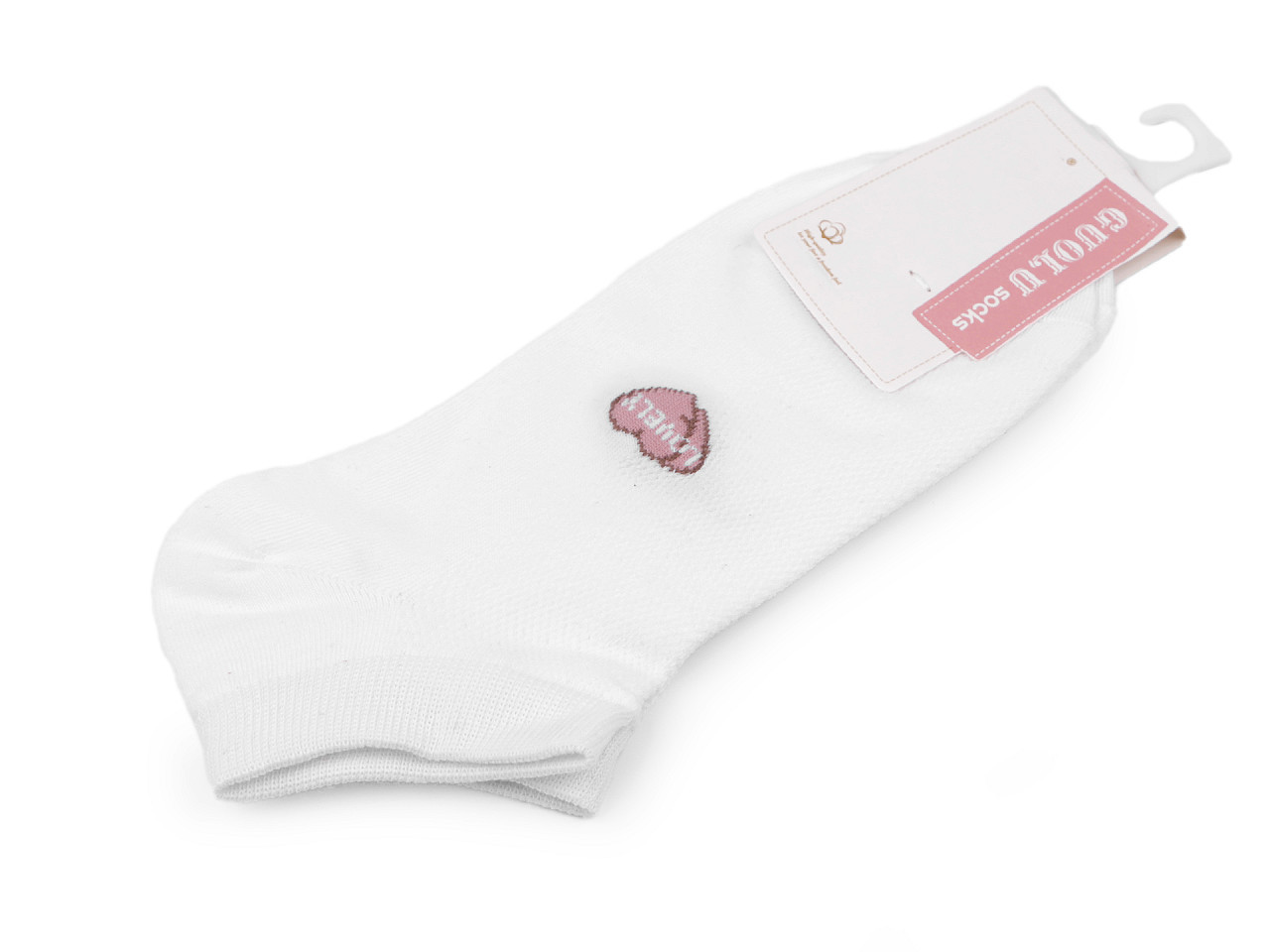 Dámské / dívčí bavlněné ponožky kotníkové, barva 1 bílá srdce