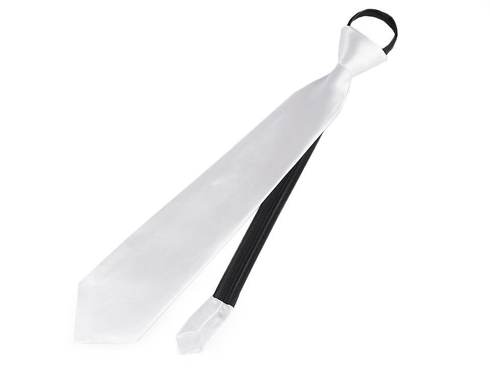 Saténová párty kravata jednobarevná, barva 1 (31 cm) bílá
