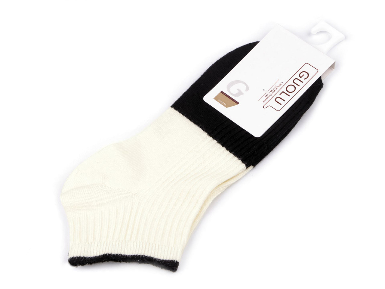 Dámské / dívčí bavlněné ponožky kotníkové, barva 4 krémová světlá černá
