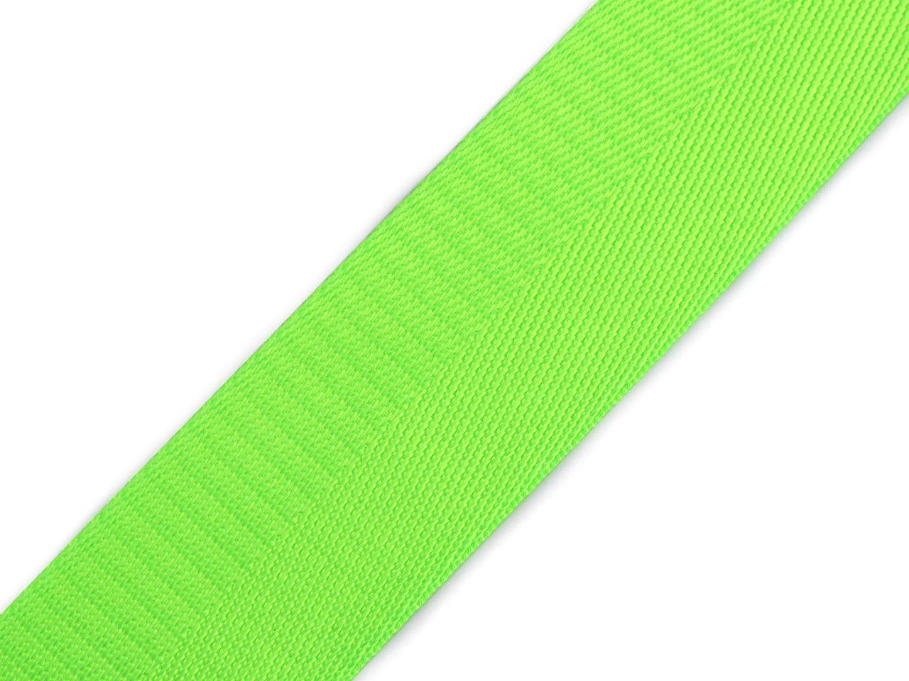 Hladký oboustranný popruh s leskem šíře 38 mm, barva 9 zelená neon