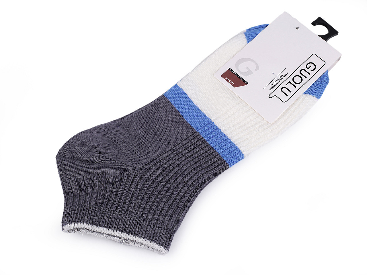 Pánské / chlapecké bavlněné ponožky kotníkové, barva 8 bílo-modrá šedá