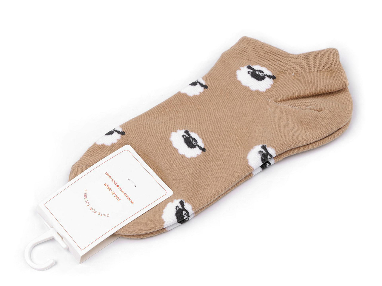 Dámské / dívčí bavlněné ponožky kotníkové, barva 11 béžová ovečka