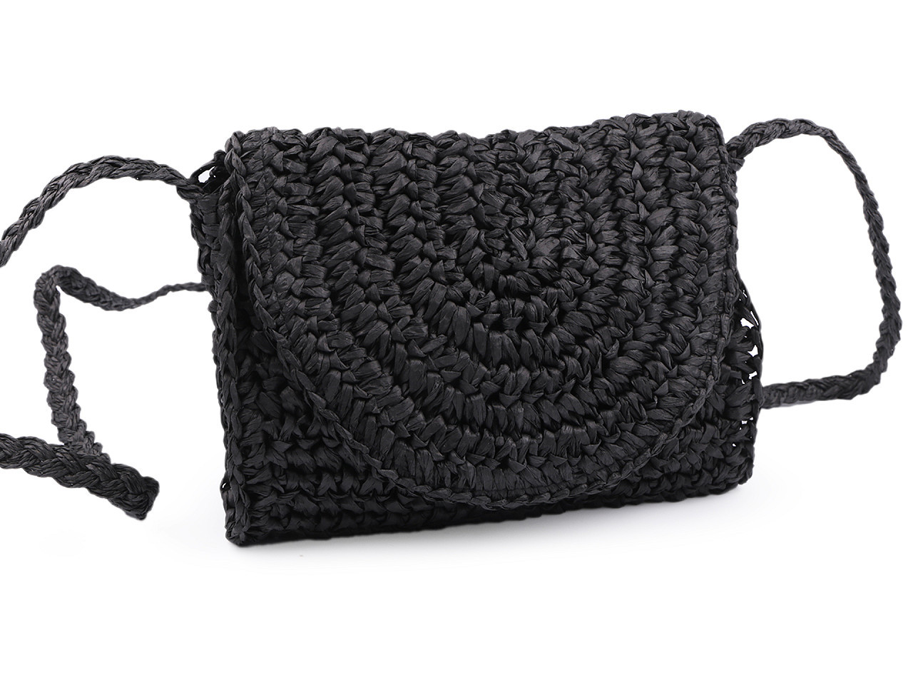 Háčkovaná kabelka z rafie - lýka crossbody 16x21 cm, barva 4 černá