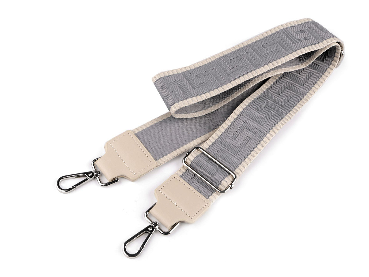Textilní ucho / popruh na tašku s karabinami šíře 5 cm, barva 10 šedá