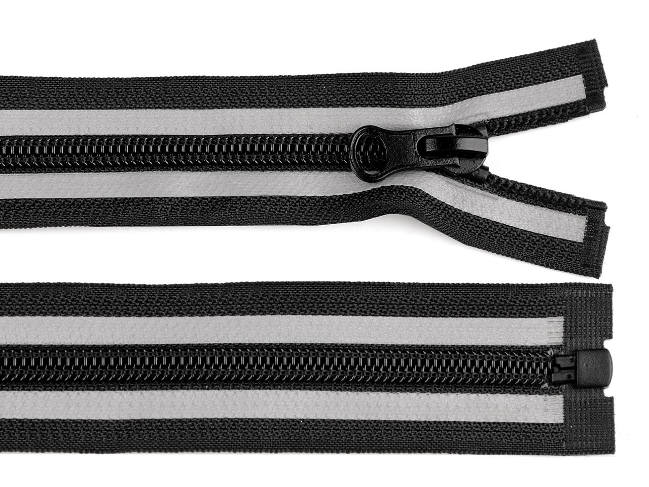 Zip spirálový No 5 reflexní délka 65 cm, barva 2 (322) černá