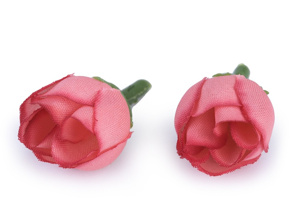 Umělý květ růže Ø2 cm, barva 5 korálová světlá