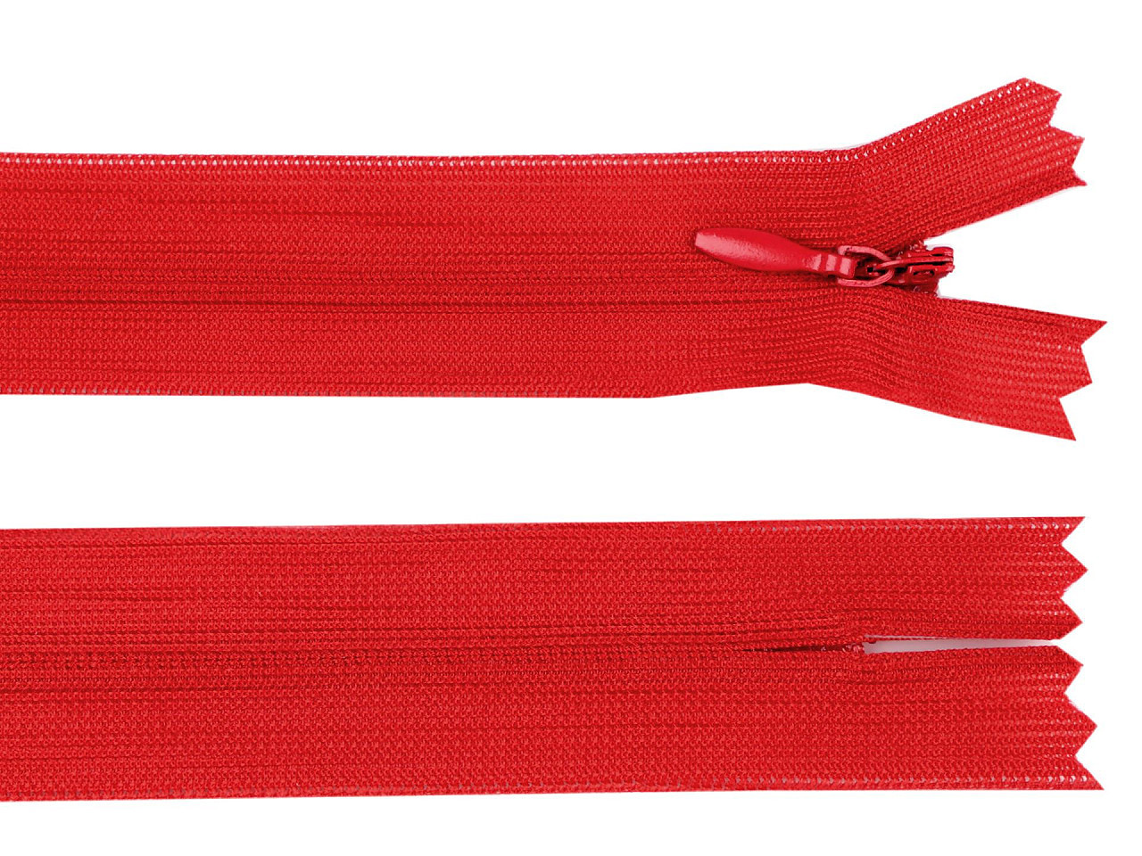 Spirálový zip skrytý šíře 3 mm délka 30 cm dederon, barva 148 červená