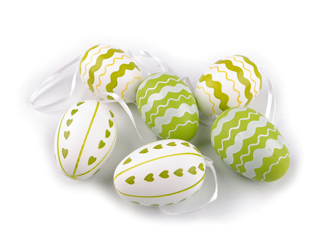 Velikonoční vajíčka k zavěšení, barva zelená sv. bílá