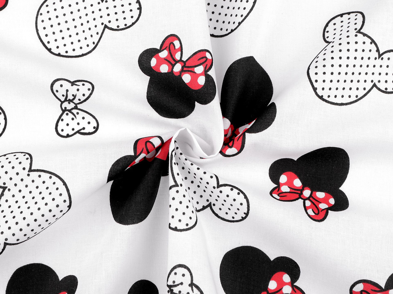 Bavlněná látka / plátno Mickey / Minnie Mouse, barva 2 (131) bílá červená