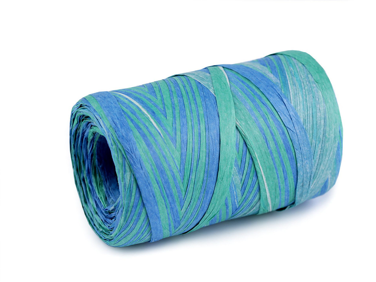 Lýko rafie k pletení tašek multicolor, šíře 5-8 mm, barva 5 modrá azuro zelená