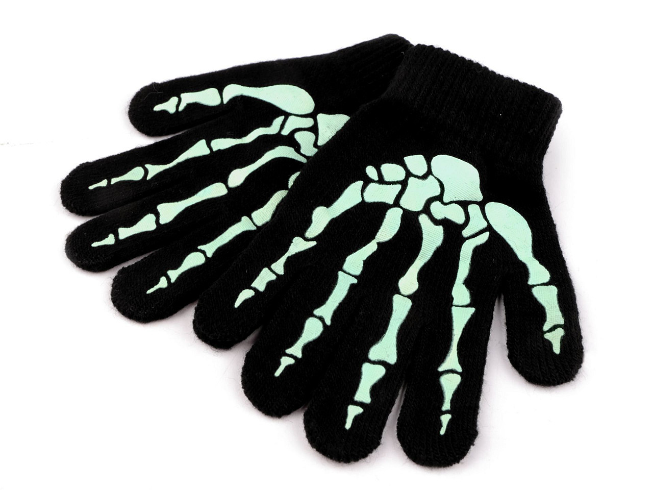 Dětské pletené rukavice svítící ve tmě, barva černá