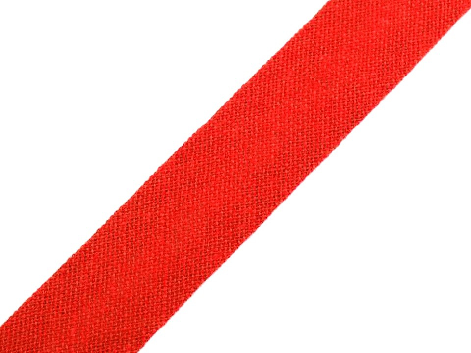 Šikmý proužek bavlněný šíře 14 mm zažehlený, barva 327 132 červená