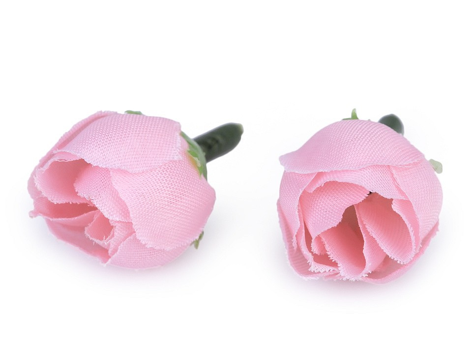 Umělý květ růže Ø2 cm, barva 3 růžová sv.